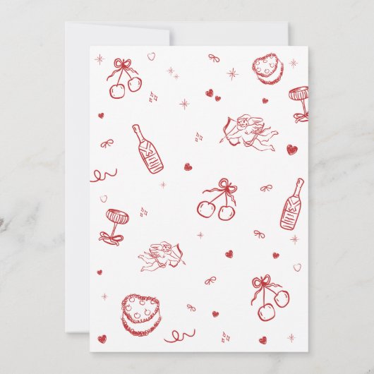 Handgezeichnete Whimsikgalentin-Party Einladung (Rückseite)