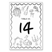 Handgezeichnete Whimsikhandgeschriebene Quirky-Hoc Tischnummer (Vorderseite)