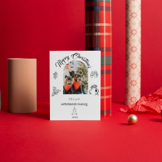 Handgezeichnete whimsisistische Flat Holiday Card Feiertagskarte