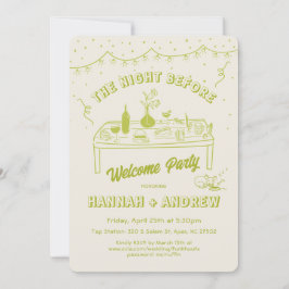 Handgezeichnete whimsissige Nacht vor Begrüßung Pa Einladung