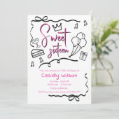 Handgezeichnete whimsy spielerische Prinzessin süß Einladung (Stehend Vorderseite)