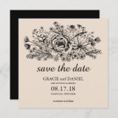 Handgezeichnete Wildblume - Feld Save the Date Einladung (Vorne/Hinten)