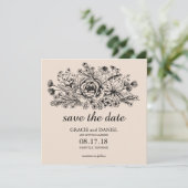 Handgezeichnete Wildblume - Feld Save the Date Einladung (Stehend Vorderseite)