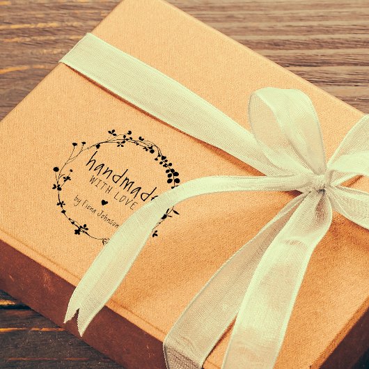 Handgezeichnete Wildblume Handgefertigt mit Liebe Gummistempel