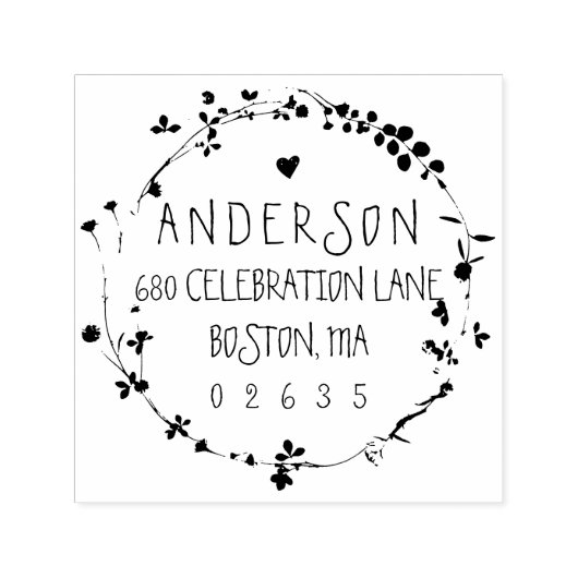Handgezeichnete Wildblume Kranz-Rücksendeadresse Permastempel (Design)