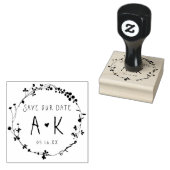 Handgezeichnete Wildblume Kranz Save the Date Gummistempel (Stempel)