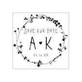 Handgezeichnete Wildblume Kranz Save the Date Gummistempel (Prägung)