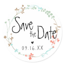 Handgezeichnete Wildblume Kranz Save the Date