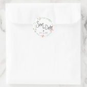 Handgezeichnete Wildblume Kranz Save the Date Runder Aufkleber (Tasche)