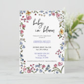 Handgezeichnete Wildblumen der Babydusche Save The Date (Stehend Vorderseite)