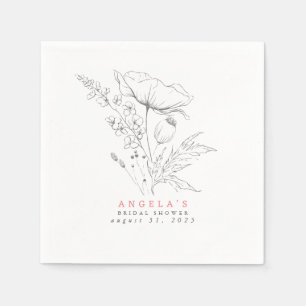 Handgezeichnete Wildblumen Elegant Minimalistisch Serviette