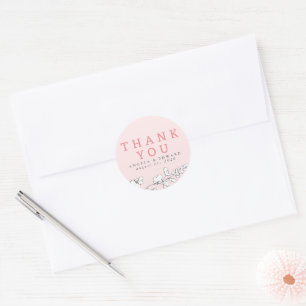 Handgezeichnete Wildblumen Minimalist Dankeschön  Runder Aufkleber