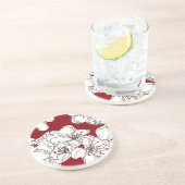 Handgezeichnete Wilde Blume auf Rot Getränkeuntersetzer (Seite)