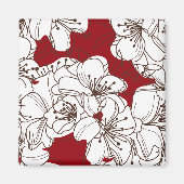 Handgezeichnete Wilde Blume auf Rot Magnet (Vorne)