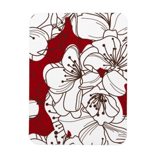 Handgezeichnete Wilde Blume auf Rot Magnet (Vertikal)