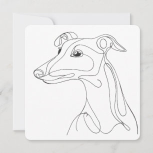 Handgezeichnete Windhund-Linienkunst - minimalisti Einladung