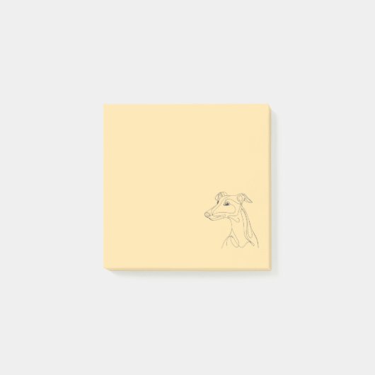 Handgezeichnete Windhund-Linienkunst - minimalisti Post-it Klebezettel (Vorderseite)