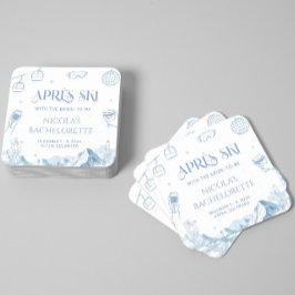 Handgezeichnete Winter-After-Ski-Junggesellinnenpa Rechteckiger Pappuntersetzer