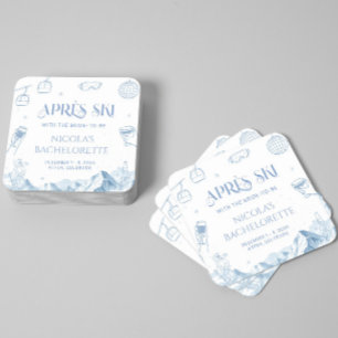 Handgezeichnete Winter Après-Ski-Junggesellinnenpa Rechteckiger Pappuntersetzer