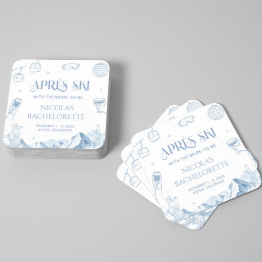 Handgezeichnete Winter-Apres-Ski-Junggesellinnenpa Rechteckiger Pappuntersetzer