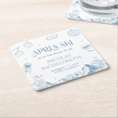 Handgezeichnete Winter-Apres-Ski-Junggesellinnenpa Rechteckiger Pappuntersetzer (angewinkelt)