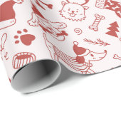 Handgezeichnete Winter-Hund-Doodle-Geschenkpapierr Geschenkpapier (Rolleneckpunkt)