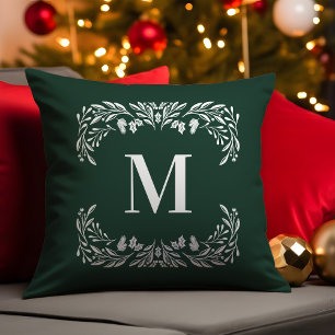 Handgezeichnete Winterfolien Monogramm Weihnachten Kissen