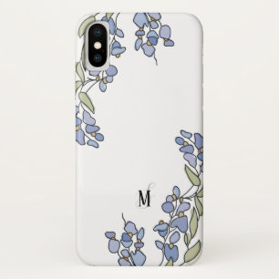 Handgezeichnete Wisteria Floral Monogram iPhone X Hülle