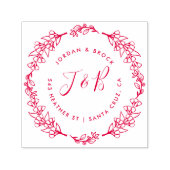 Handgezeichnete Wreath Wedding Initials Rücksendea Permastempel (Design)