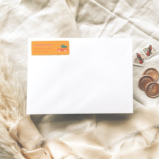 Handgezeichnete Yellow Car Weihnachtsstundenadress