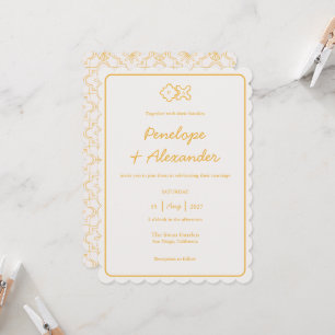 Handgezeichnete, zarte Blume Muster Hochzeit Einladung
