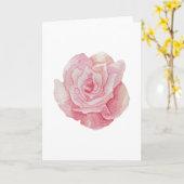Handgezeichnete, zarte rosa Rose (Leere) Karte (Gelbe Blume)