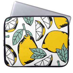 Handgezeichnete Zitronen, lebendiges Muster. Laptopschutzhülle