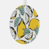 Handgezeichnete Zitronen, lebendiges Muster. Ornament Aus Glas (Vorderseite Rechts)
