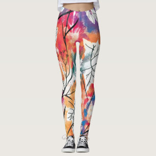 Handgezeichnete Zitronen, Muster für blaue Blätter Leggings