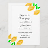 handgezeichnete ZitronenBlätter fügen QR-Brautpart Einladung (Vorne/Hinten)