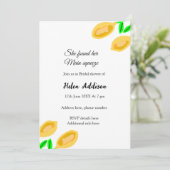 handgezeichnete ZitronenBlätter fügen QR-Brautpart Einladung (Stehend Vorderseite)