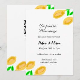 handgezeichnete ZitronenBlätter fügen QR-Brautpart Einladung