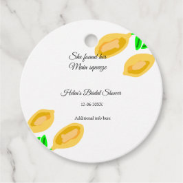 handgezeichnete ZitronenBlätter fügen QR-Brautpart Geschenkanhänger