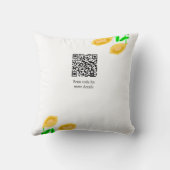 handgezeichnete ZitronenBlätter fügen QR-Brautpart Kissen (Rückseite)