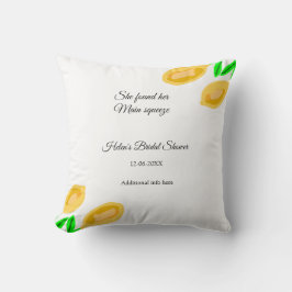 handgezeichnete ZitronenBlätter fügen QR-Brautpart Kissen