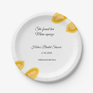 handgezeichnete ZitronenBlätter fügen QR-Brautpart Pappteller