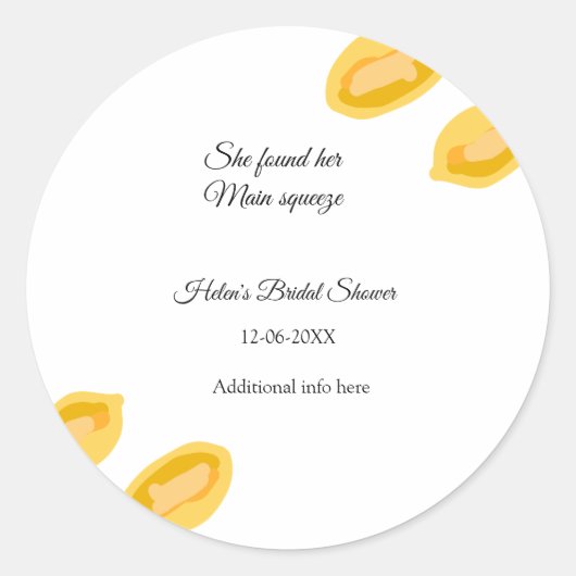 handgezeichnete ZitronenBlätter fügen QR-Brautpart Runder Aufkleber (Vorderseite)