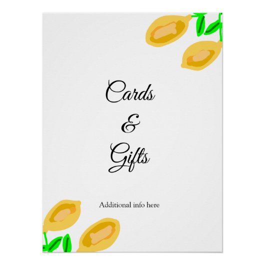 handgezeichnete Zitronenkarten und -geschenke, Blä Poster (Vorderseite)