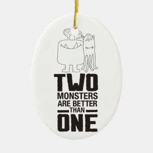 Handgezeichnete Zwei Monster Art Monster Halloween Keramik Ornament