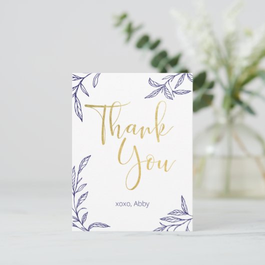 Handgezeichnete Zweige Vielen Dank Postkarte (Stehend Vorderseite)