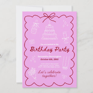 Handgezeichneter 30. Geburtstag pink trendy farben