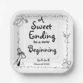 Handgezeichneter Abschluss im Doodles-Stil - Zeich Pappteller (Vorderseite)