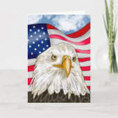 Handgezeichneter Adler und amerikanische Flagge Ge Karte (Vorderseite)