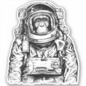 Handgezeichneter Affenastronaut Aufkleber (Vorderseite)